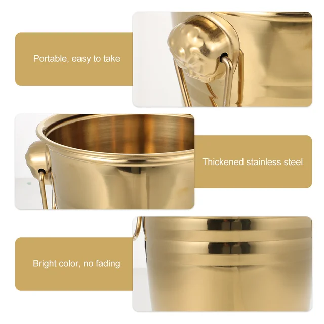 Food Containers Glass Kitchen Ice Bucket Gold Champagne Iced Anti-rust Stainless Steel