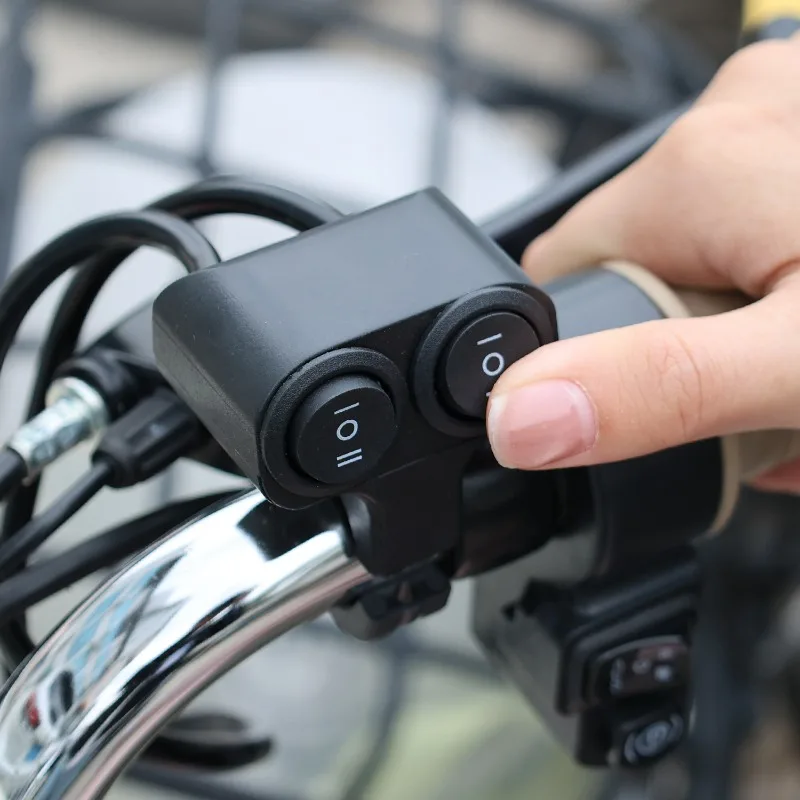 Motorcycle Spotlight Single Head Dual Button Switch Wire for Electric Scooter Handle Modification Headlight Three Wire Switch