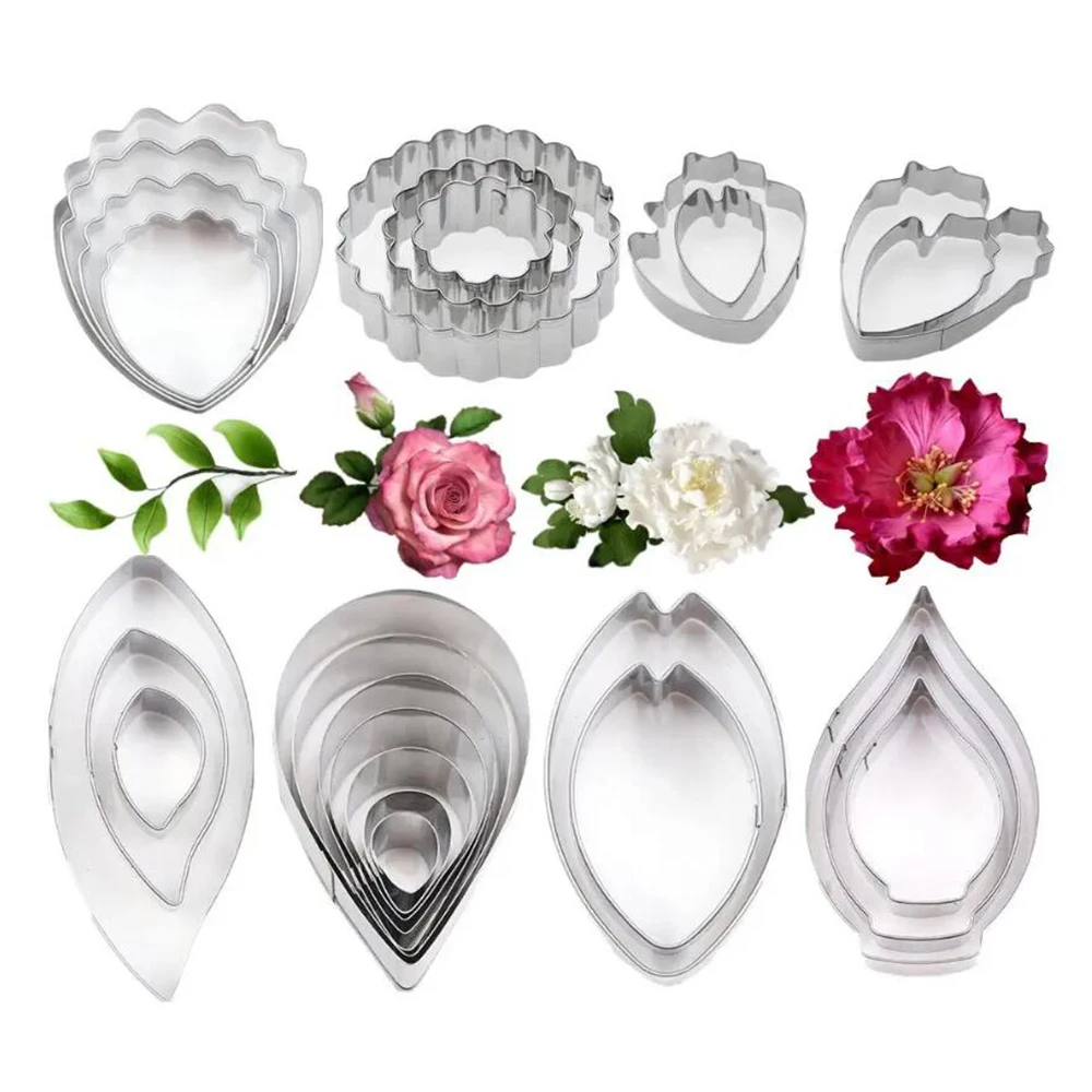 

Полимерный резак для глины из нержавеющей стали, жевательная паста, цветок и листья, Роза Остина, лепесток, пресс-форма для резки, инструменты для помадки Sugarcraft