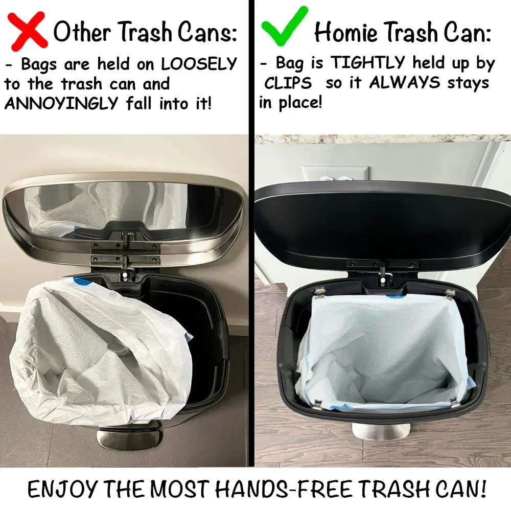 13 Gallon Kitchen Trash Can Soft Close Anti Bag Slip Liner Lid Garbage Basket Dust Bin Bathroom Decor Easy Clean Durable Pedal