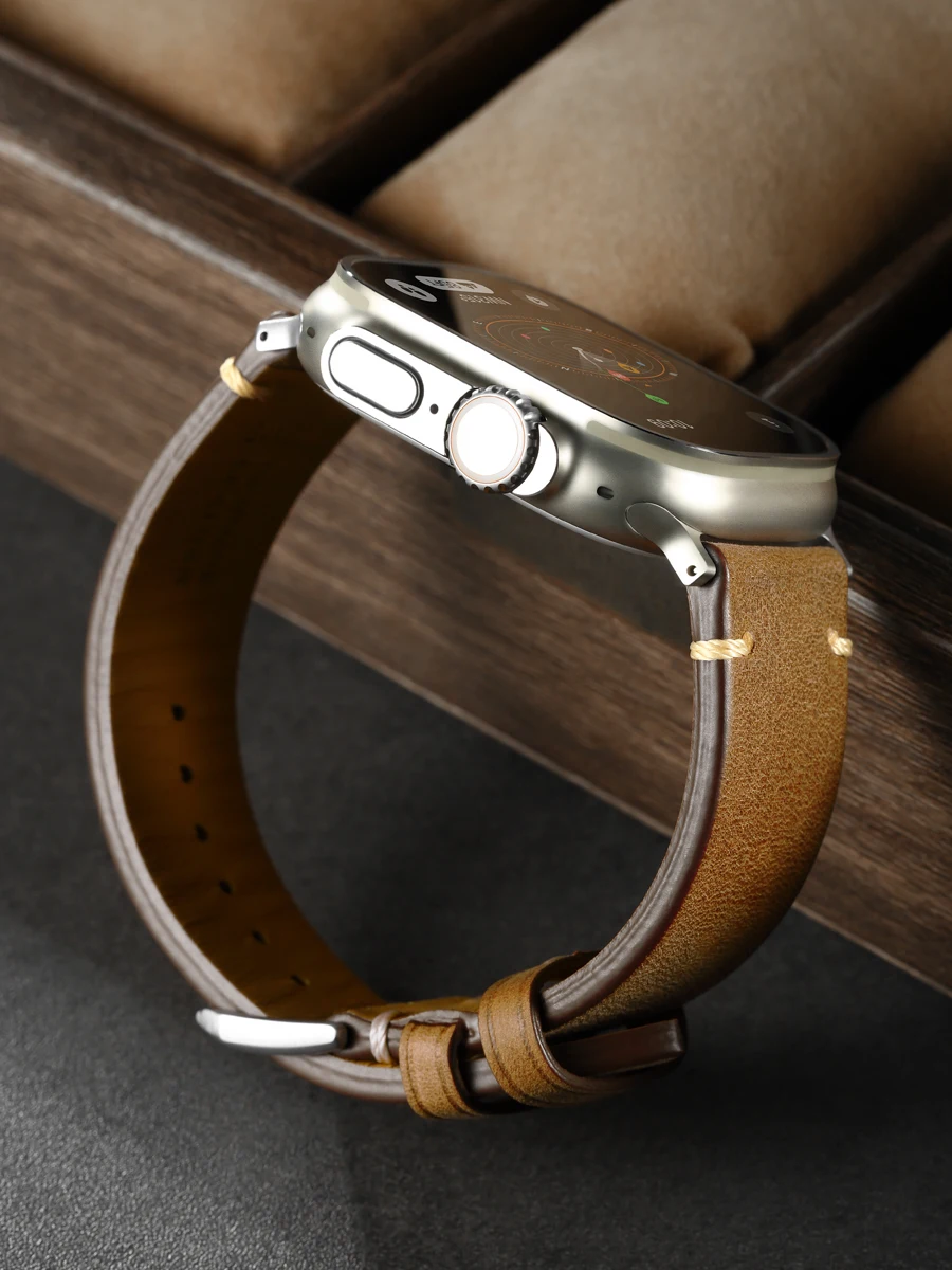 Luxury Leather Strap For Apple Watch, Ultra 49mm, Series 9, 8, 7,