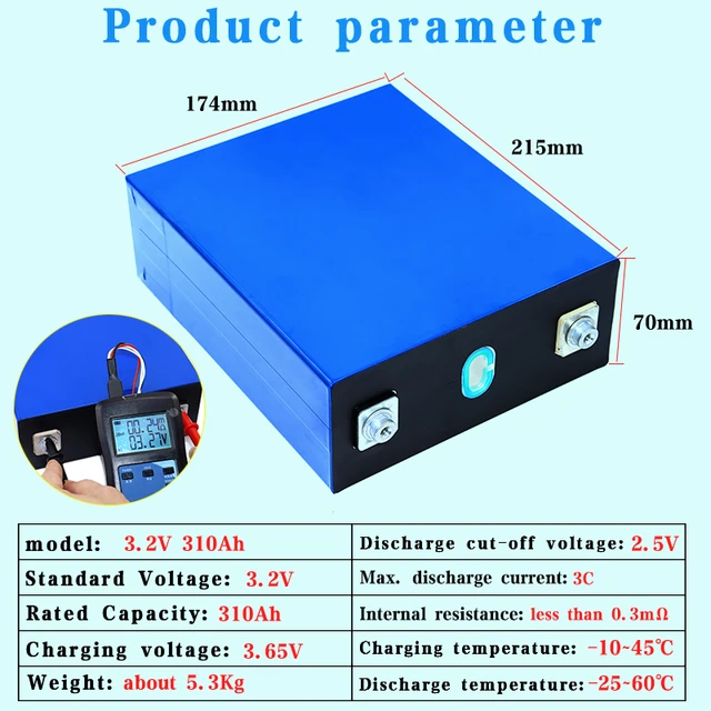 8pcs 3.2v 310Ah 280Ah 202Ah 135Ah Lifepo4 Rechargeable Battery Lithium Iron  Phosphate Solar Cell 4S