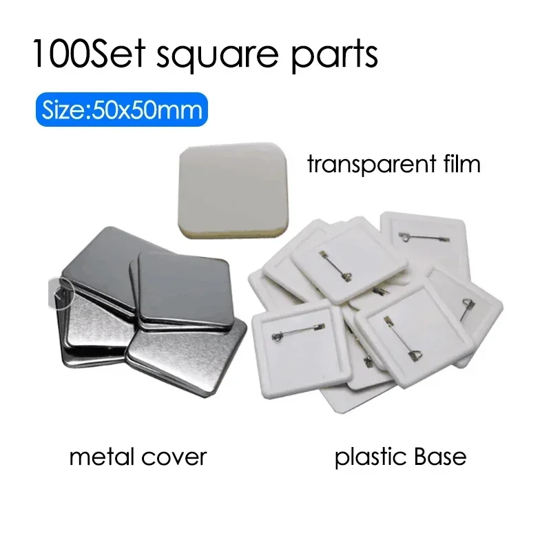 Badge Parts Badge Pin Button Making Supplies Square 50x50mm Refrigerator Badge Button Maker Hand Press Machine For DIY Making Pins Buttons/Refrigerator Magnets Badge