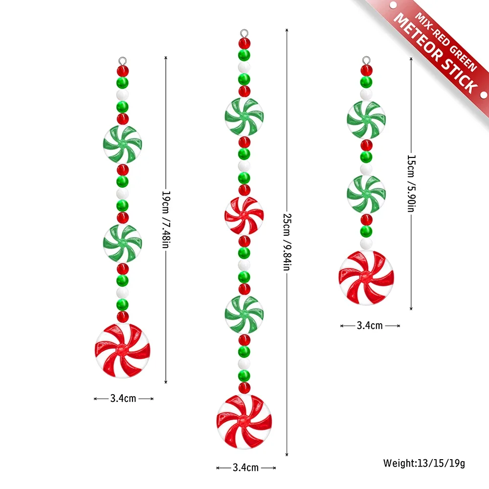 thumbnail image 1 of 6pcs Christmas Candy Cane Lollipop Meteor Stick icicles Pendants Xmas Tree Hanging peppermint swirls Home Decor New Year Navidad, 1 of 5