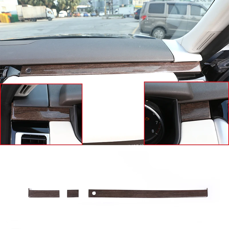 

New 3pcs /Set Oak Wood Style Central Middle Control Storage Trim Strips For Land Rover Discovery 5 Car Accessories