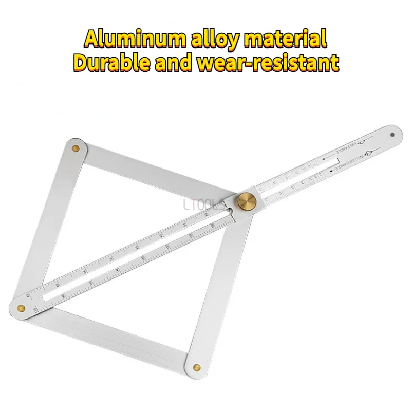 Woodworking Aluminum Protractor Diagonal Ruler with Clear Scale Corner Angle Finder Square Carpenter Building Measuring Tools 2