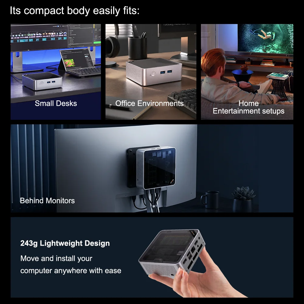Ninkear M5 Neo Mini Pc, Intel Pentium Gold 5405U, 8GB RAM 256GB SSD, Windows 11, Dual Hdmi, Wifi 5, Bluetooth 5.0, 2Tb Expansion Triple-Screen Display