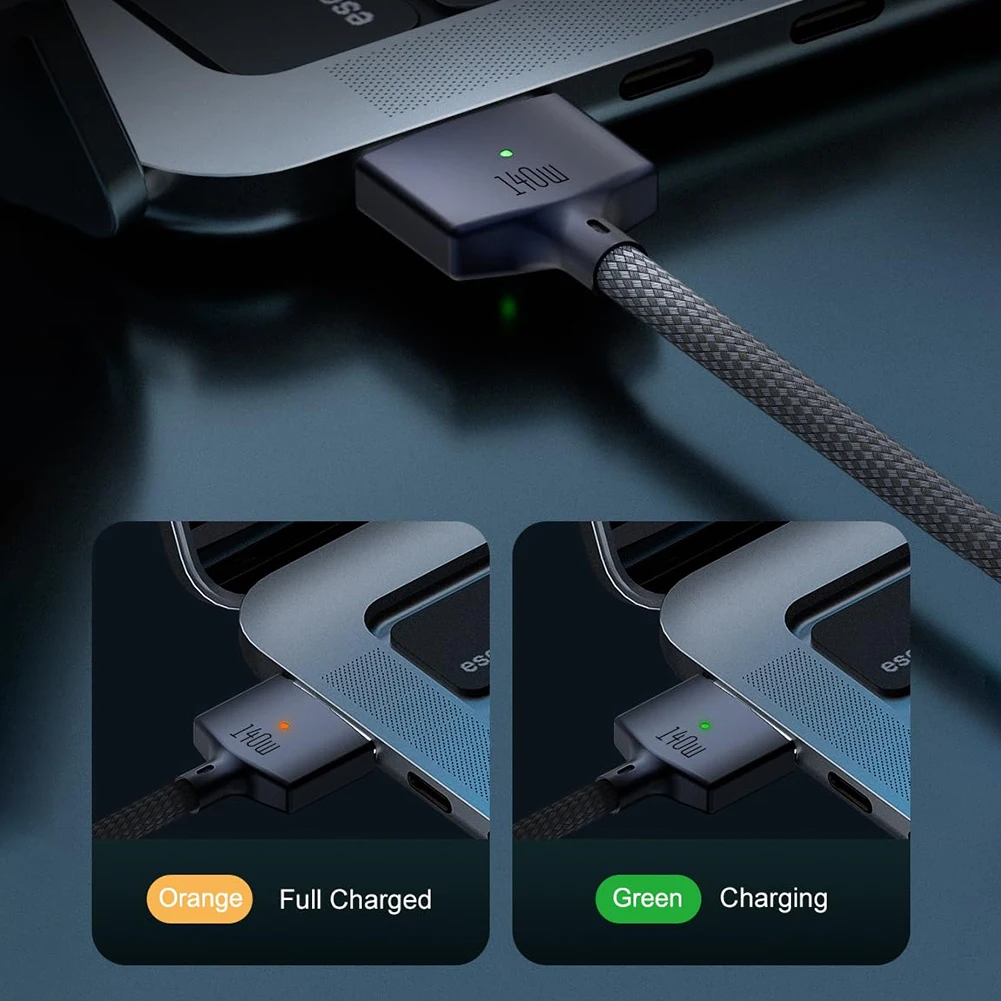 Magsafe용 Byscoon 140W PD 케이블 3 Macbook Pro Air용 자성 케이블 13 14 16 M1 M2 LED 표시등 급속 충전기 케이블 어댑터