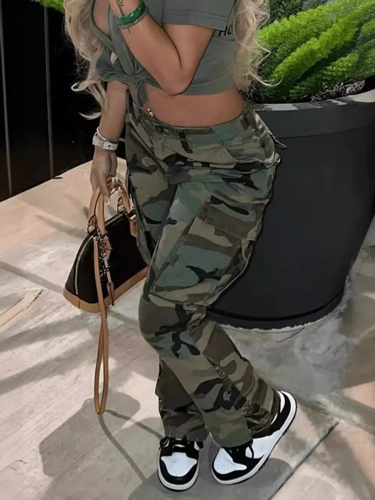 Wmstar Pants Women Wholesale 2025 Ins Style High Waisted Straight Leg Multi Color Camouflage Work Summer 2025 One Piece