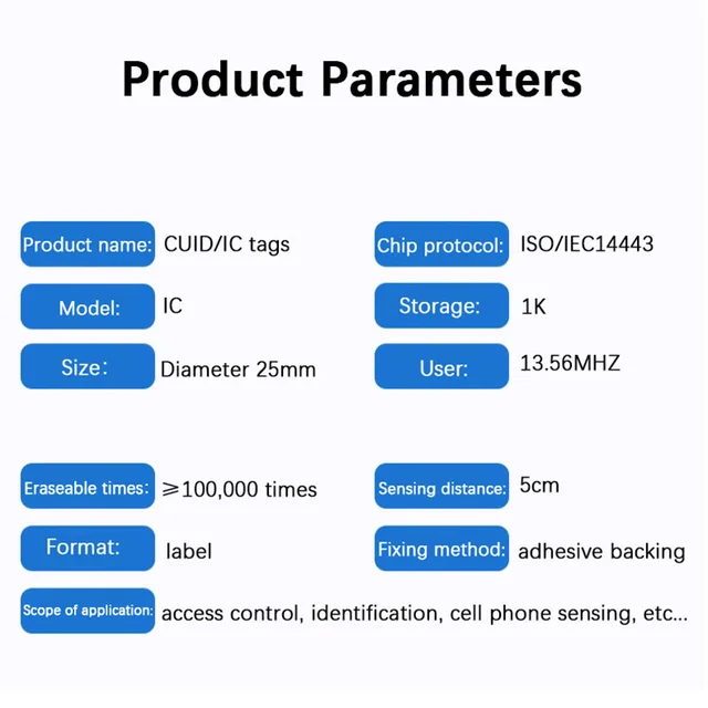 13.56mhz CUID changeable S50 1K RFID Sticker Wet Inlay NFC tag Sector 0 Block 0 UID Rewritable Proximity Card Copy Badge Clone 2