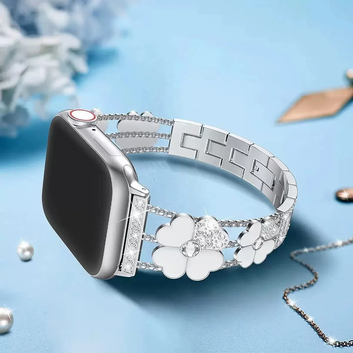 Metal Diamond Strap for Apple Watch Band 9 8 7 45mm 41mm Luxury Bracelet Wristband IWatch 6 5 4 3 SE 44mm 42mm 40mm 38mm Correa