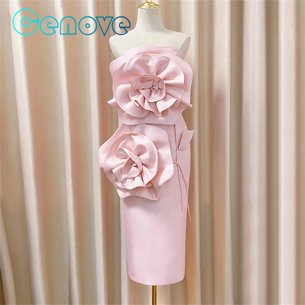 

Cenove Strapless Neckline Prom Dress Sleeveless With Tea-Length Evening Elegant Party Dress For Women2023