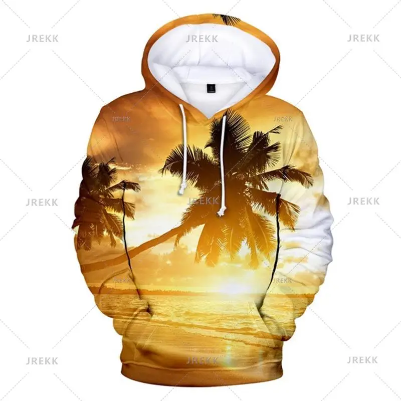 thumbnail image 1 of Sudadera con capucha de árbol de playa, molino de viento, vacaciones, 3D, para hombre, informal, de manga larga, para otoño, ropa de calle de gran tamaño, 1 of 5