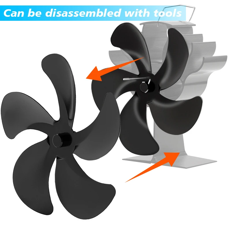 5 Blades for fireplace fans Durable High Quality Accessories Aluminum AlloyFan Blades Environmental Low Noise