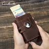 CONTACT'S Genuine Leather AirTag Wallets for Men RFID Aluminum Card Holder Metal Wallets Zip Coin Purse Money Clip Men's Wallets 1