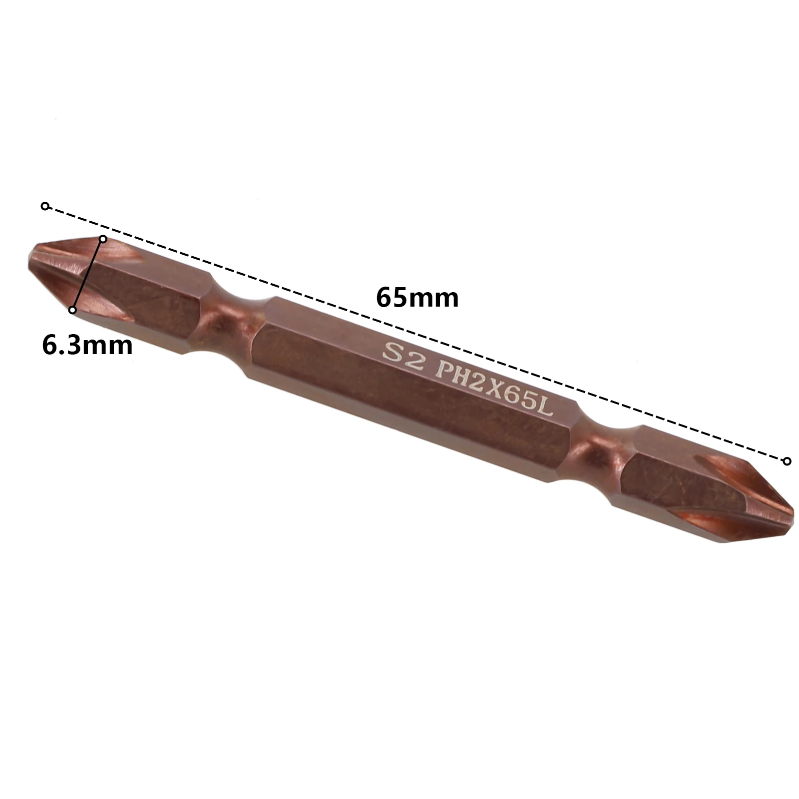 

Versatile Magnetic Electric Screwdriver Bit (PH2) with Copper colored Chrome Vanadium Alloy Steel Construction