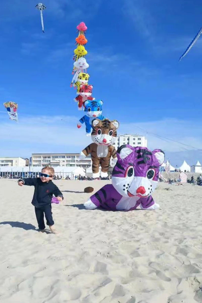 7 Colors Tiger Soft Kite 2.5m Nylon Inflatable Large Animal Kite Navigation Pendant Tear Resistant and Easy To Fly Weifang