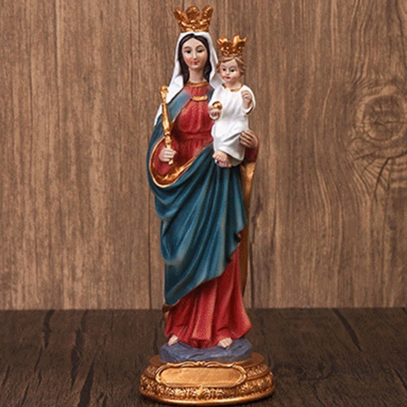 Religious Gifts Mary Mother Hugging Holy Child Baby Figurine Resin Tabletop Statue Jesus Catholic Christian Religious 55KF