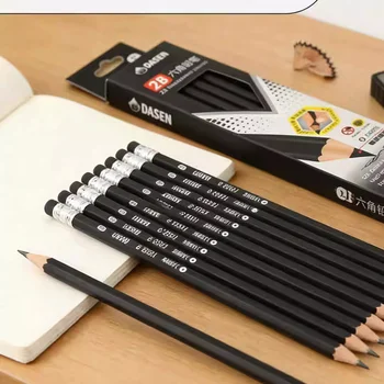 Confezione da 12 matite 2B con gomma in testa, matite in legno di tiglio nero per esami, disegno e scrittura in ufficio