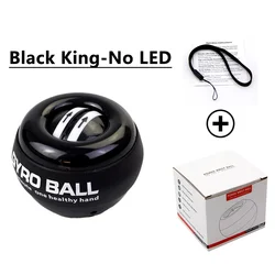 Gyroscopic Grip Strengthener for Wrist and Finger Exercise and Stress Relief (Black King - No LED)