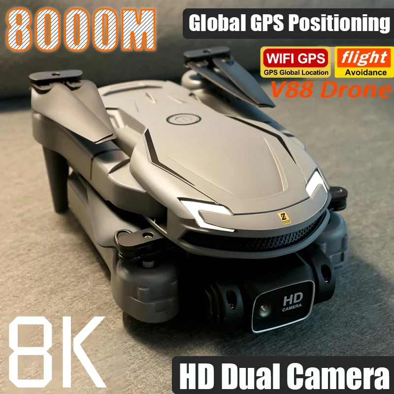 Pour Xiaomi V88 Drone 8K 5G GPS professionnel HD photographie aérienne télécommande avion HD double caméra quadrirotor jouet UAV