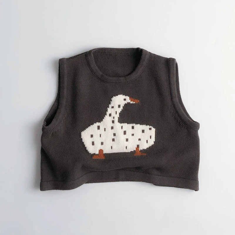 Childrens Sleeveless Knitted Vest - Cute Animal Cotton Sweater Coat for Boys  Girls