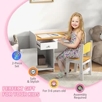 Bureau pour enfants Zonekiz Bureau pour enfants avec chaise blanche et naturelle 6