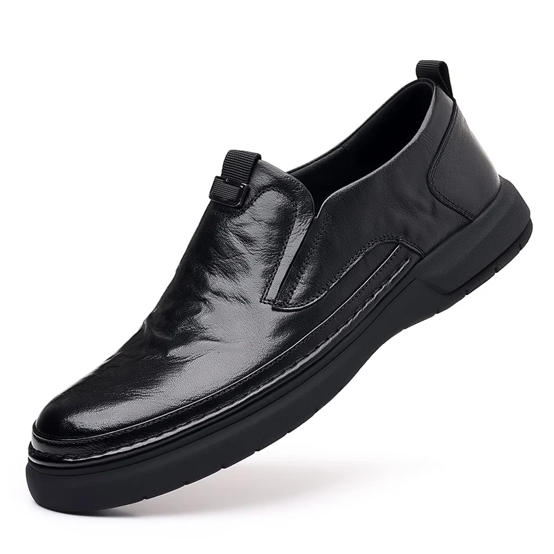 Leisure leather men shoes spring autumn British style slip-on lazy soft sole business loafers