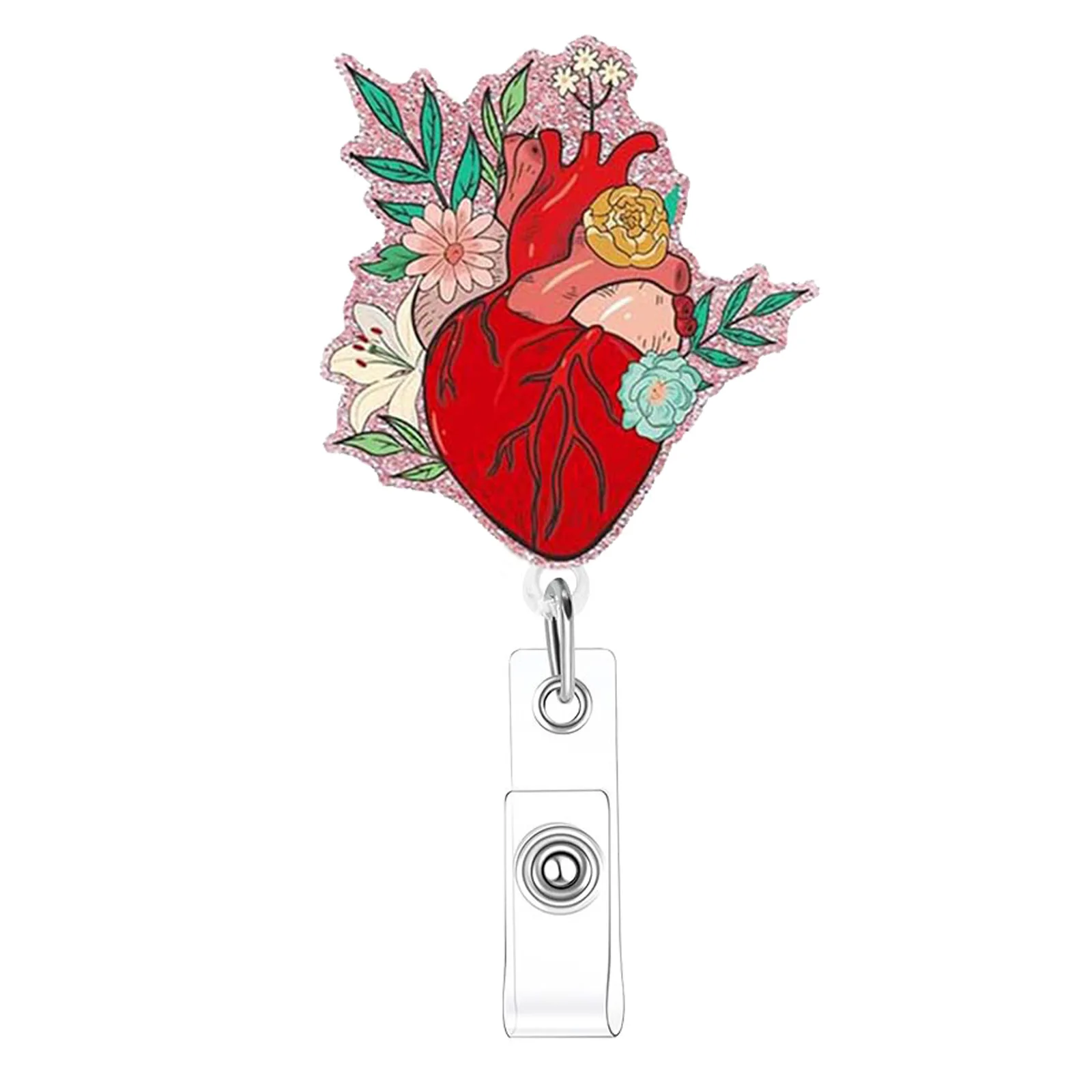 Porte Badge Médical Rétractable – Cordon Extensible 60 Cm Avec Clip – Modèles Cœur, Poumon, Cerveau – Pour Soignants & Enseignants