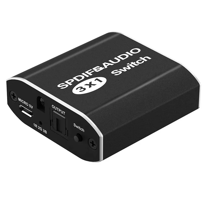 Interruttore Audio Ottico 3 Ingressi 1 Uscita Switcher Audio Ottico Digitale Toslink Selector Box Con Telecomando Ir Per Ps3 Xbox Dvd Hdtv