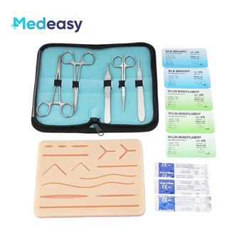 Kit di pratica della sutura con cuscinetto per la pelle studenti di medicina Kit di addestramento per sutura chirurgica attrezzatura per modelli di insegnamento