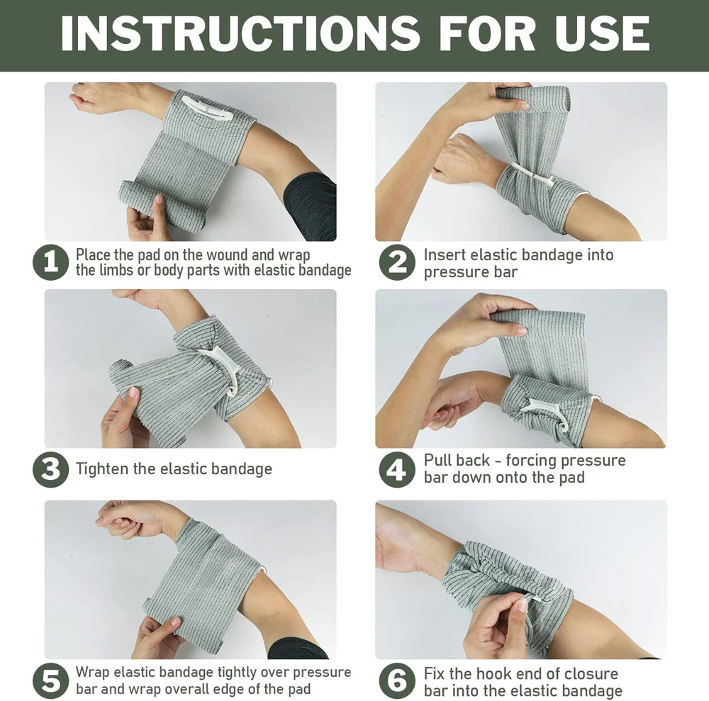 Israeli Bandage 4/6 inch Hemostatic Compression Bandages Double Vacuum Sealed Emergency Pressure Trauma First Aid Kit IFAK 6