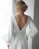 Simple Civil Wedding Dresses Brides 2025 Scoop neck Long Sleeves Backless Customized Bridal Dress Wedding Party Dress Elegant 3