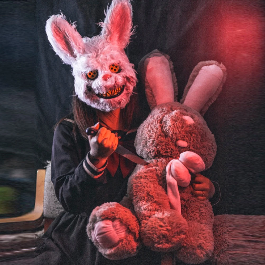 Bloody Rabbit Cosplay Bunny Masque Tricky Mask Evil Mask Horror Masks Masquerade Party Model Plush Toy Halloween Costume