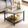 Round Coffee Table,Rustic Wood Coffee Tables for Living Room with Storage Shelf, Modern Farmhouse Circle Coffee Table 1