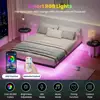 Floating Bed Frame Queen Size with Hidden LED Lights Adjustable Brightness No Box Spring Needed Metal Platform with Storage 3