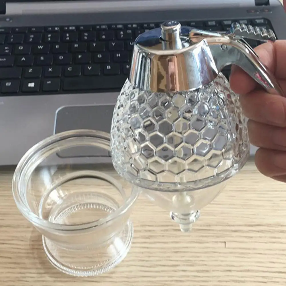 Description Picture 6 of itemAcrylic Honey Dispenser Honey Bottle Jar Squeeze Bottle With Lid And Honey Glass Stand Non-toxic Vacuum Plating Honey Syrup Cup