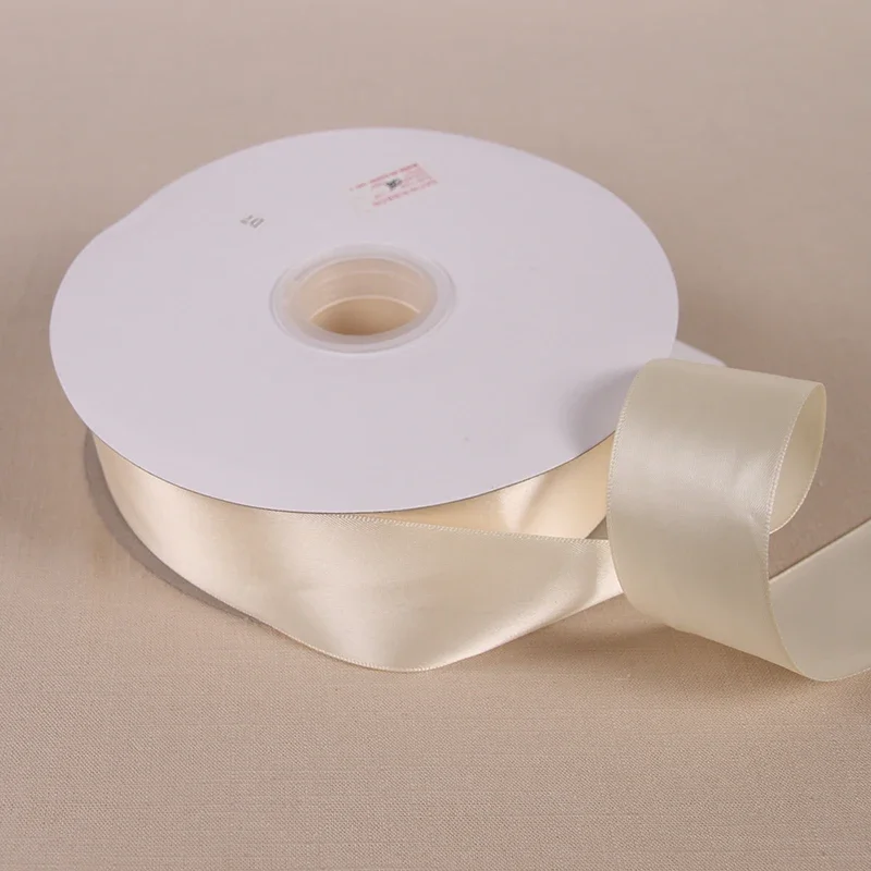(91 meters/roll) Beige Single Face Satin Ribbon Gift Wedding Christmas Decoration DIY Webbing Card Gift Wrapping