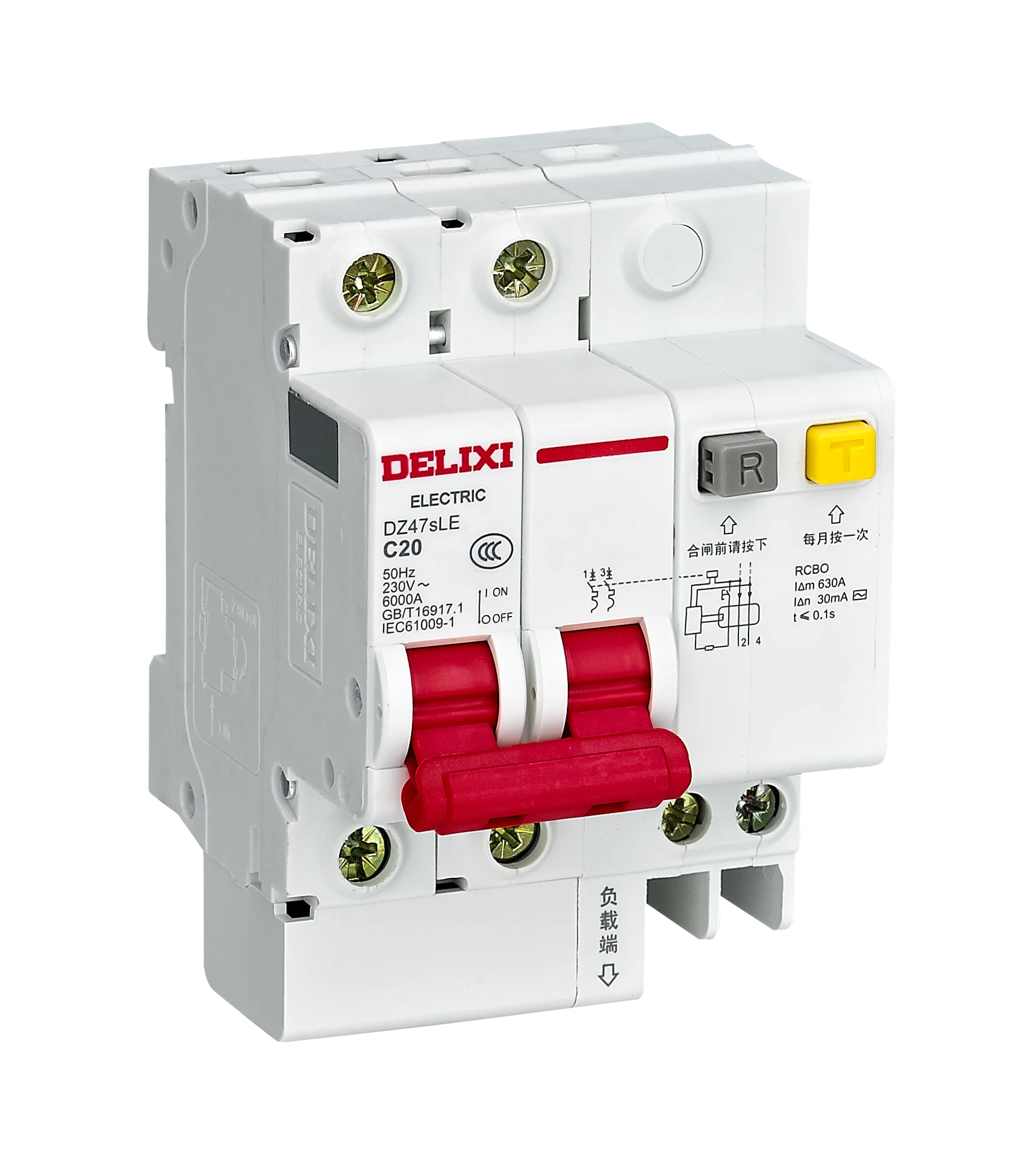 DELIXI Leakage Circuit Breaker DZ47SLE, C Type 1P+N 2P 16A 25A 40A 63A Air Switch with Household Leakage Protector