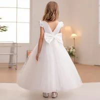 Robe longue en Tulle pour filles, avec détail de nœud, à paillettes, robe de princesse de fête d'anniversaire pour enfants, Costume de luxe pour enfants 3