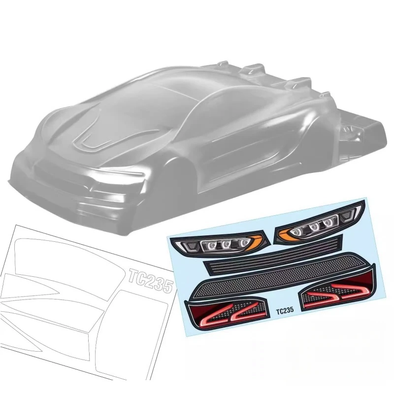 

RC On Road Body 1/10 235mm Pan Car Clear Lexan Car Shell W/Rear Wing and Light Decal