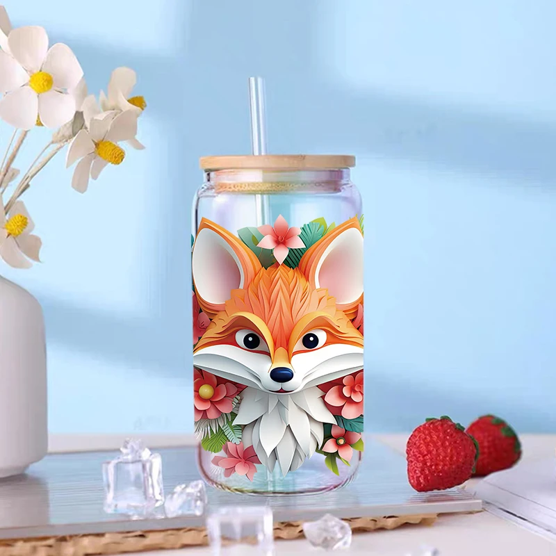 UV DTF Owl, koala Transfer Happy Juice Printed Sticker For The 16oz Libbey Glasses Wraps Bottles D14181