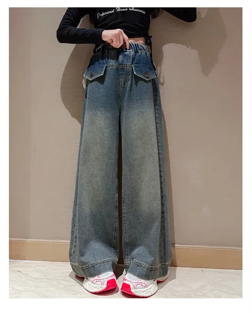 Pantalones Acampanados Jeans Elásticos Para Niñas 2025