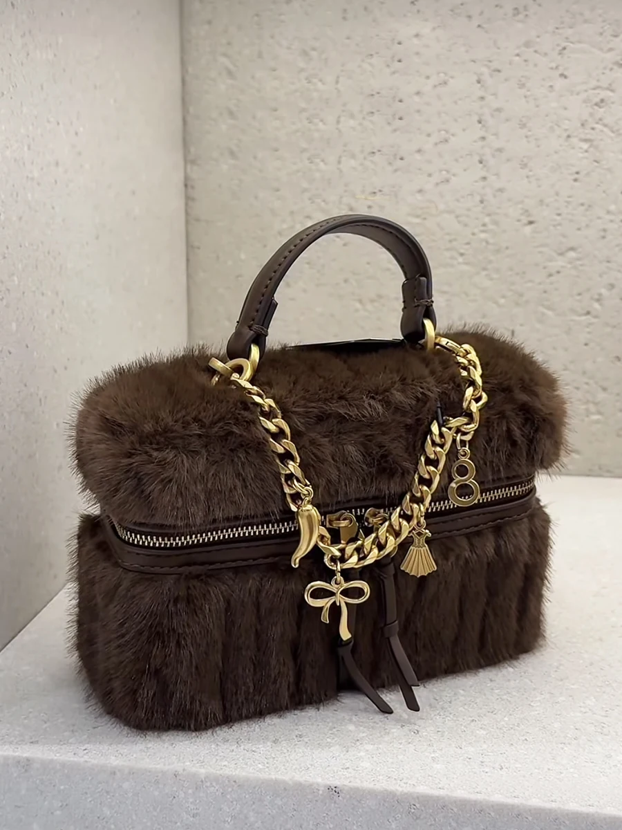 Box Bucket Bag Handbag Autumn And Winter Faux Fur Bags Women Shoulder Crossbody Bag Ladies Plush Hand Bags Bolsa Feminina Sac