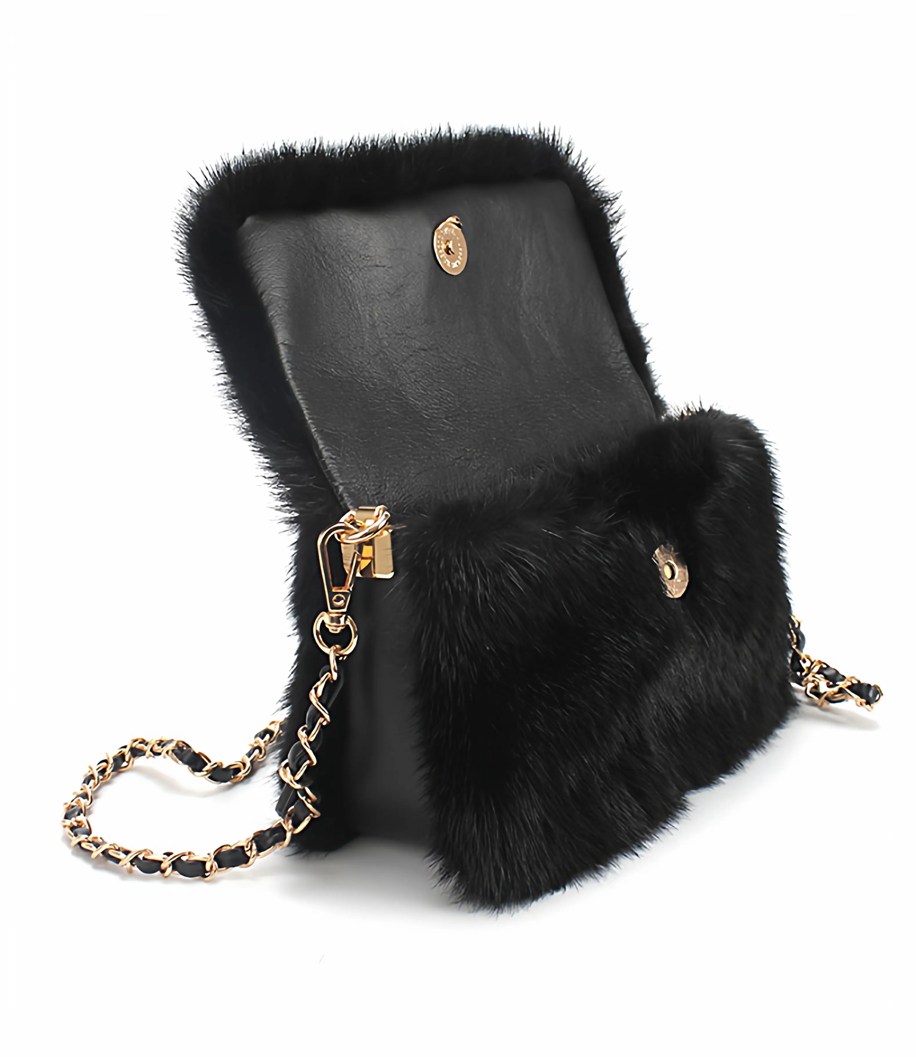 Herbst Winter klassische Tasche aus echtem Nerzfell, Umhängetasche, flauschige Luxushandtasche in reiner Farbe für Damen – Detail 17