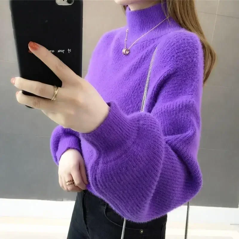 

Women's Sweater Pullovers Purple Knit Tops for Woman Gigh Neck Jerseys Turtleneck Tricot Blouse Free Shipping Offers Jersey Sale