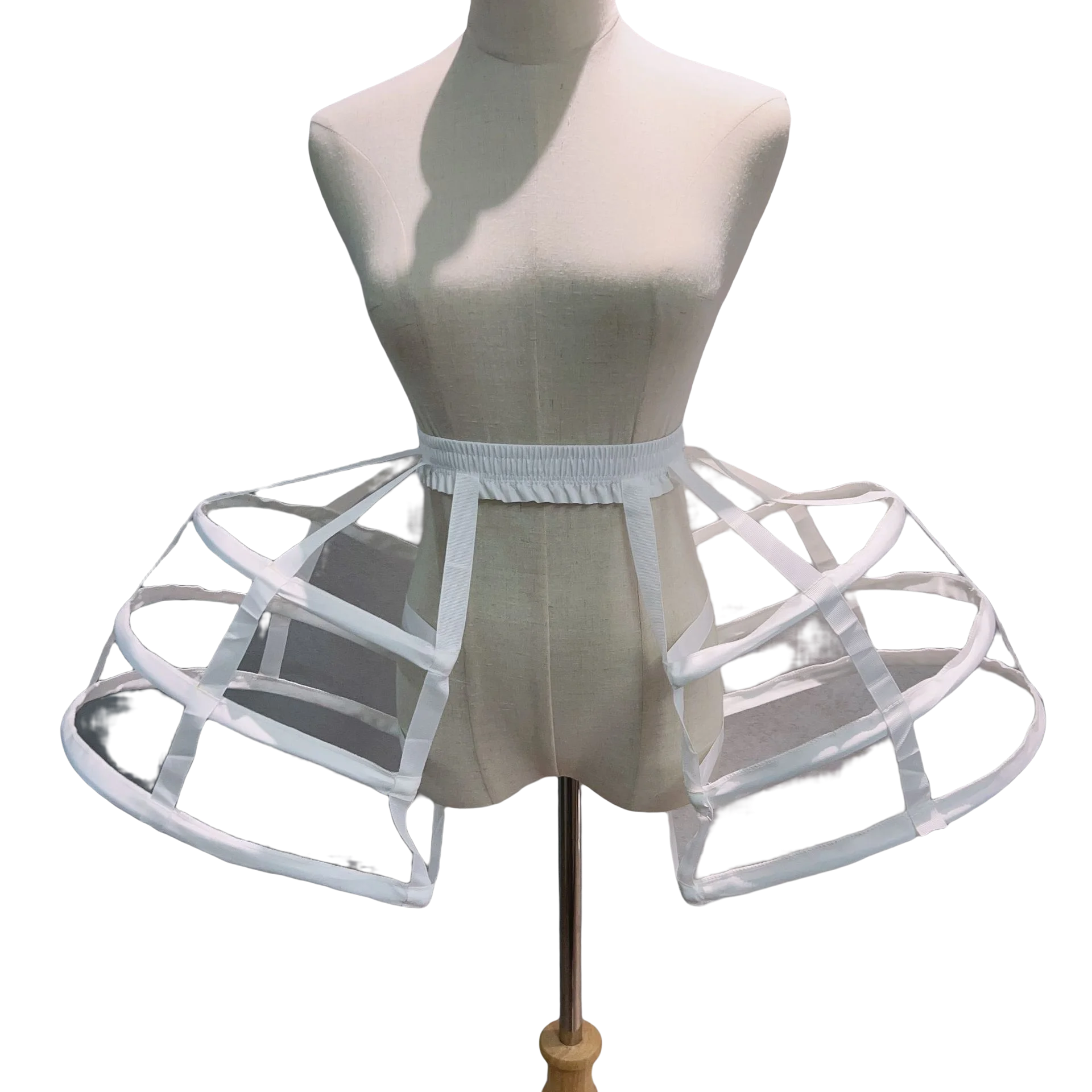 Weißer Pannier-Petticoat für Damen, viktorianischer Trubel, 3-Reifen, hohle Käfige, Rock, Cosplay, Lolita, Unterrock, Krinoline – Detail 1