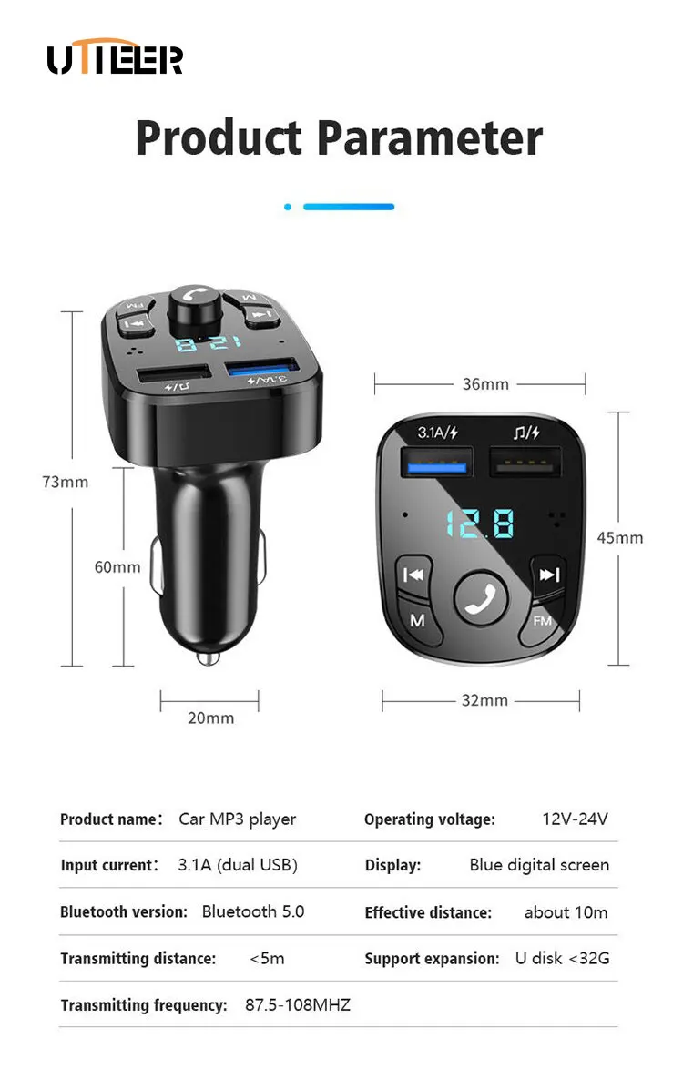 Car Bluetooth MP3 Player Car FM Transmitter Car Hands-Free Car Phone Music U Disk S4cf59fc42dde43caa24ecf7708cc4988O