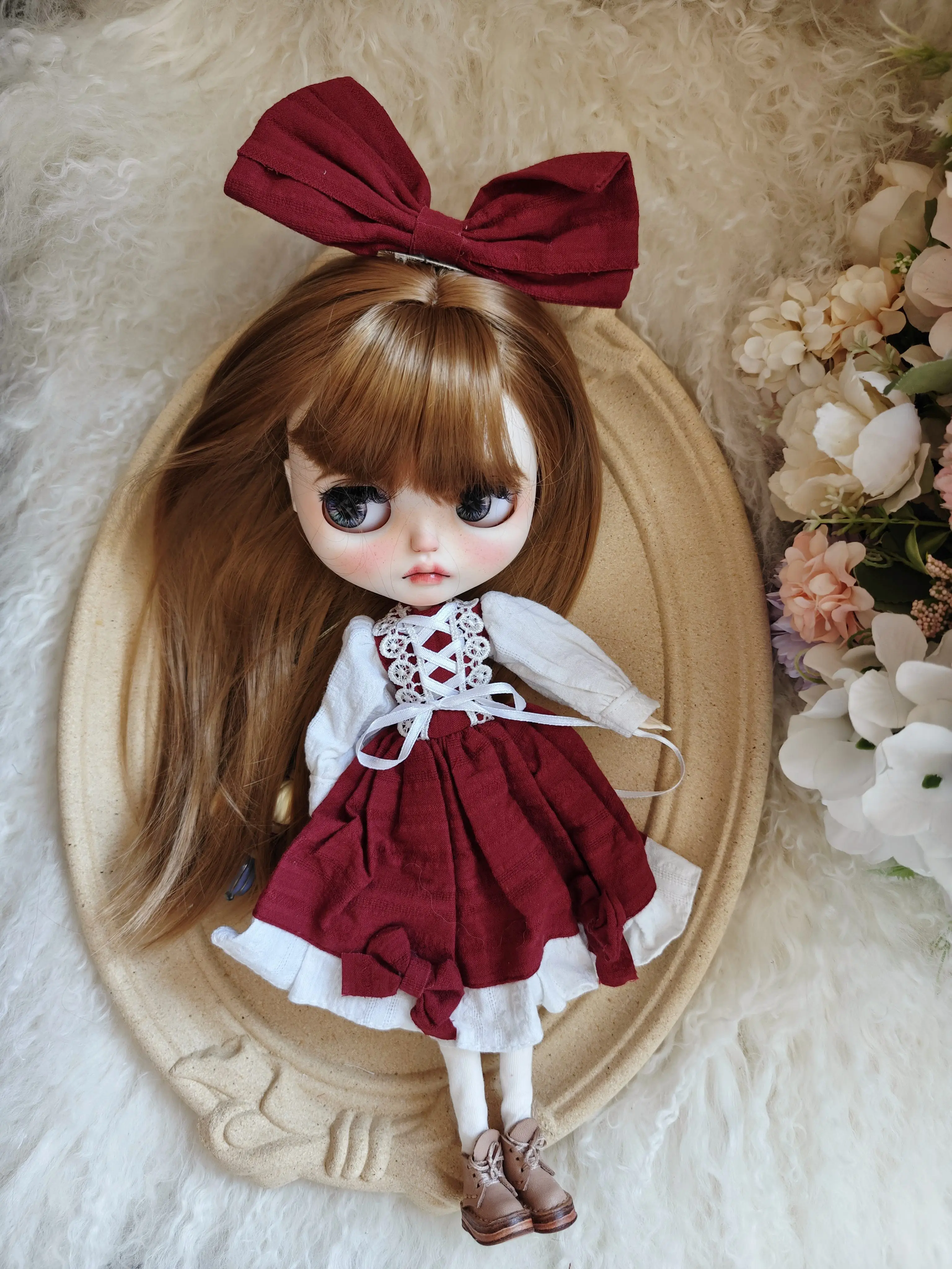 

High Quality Dress for Blythe Doll Red Mini Dress Casual Slim Party Clothes Accessories Toy for Blyth OB24 Azone Dolls