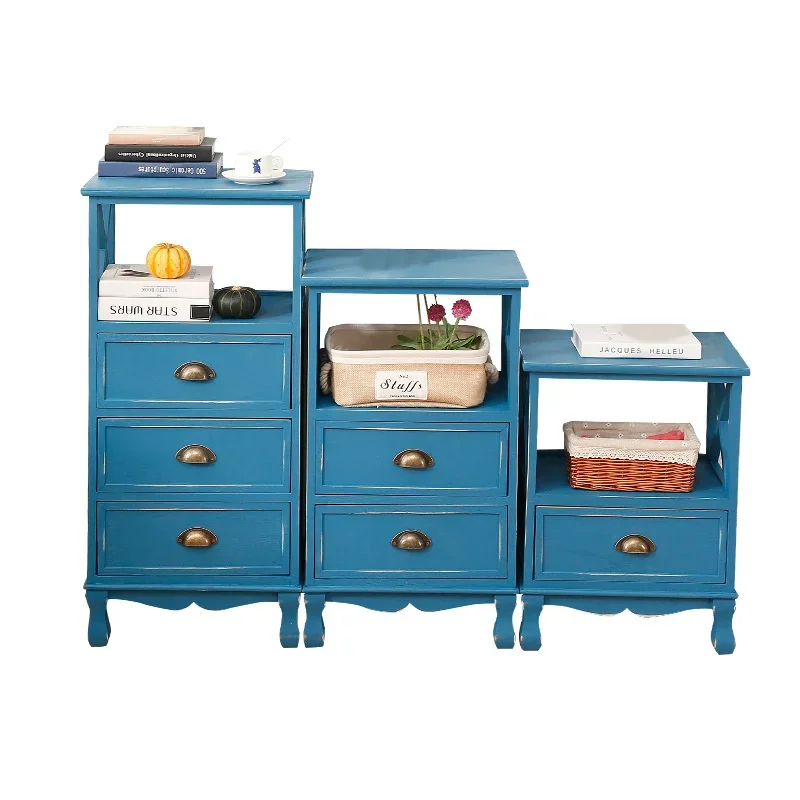 Wood Bedside Table Exquisite Simple Hollow Out Design Versatile Living Room Cabinet with Drawers Ideal Bedroom Storage Organizer